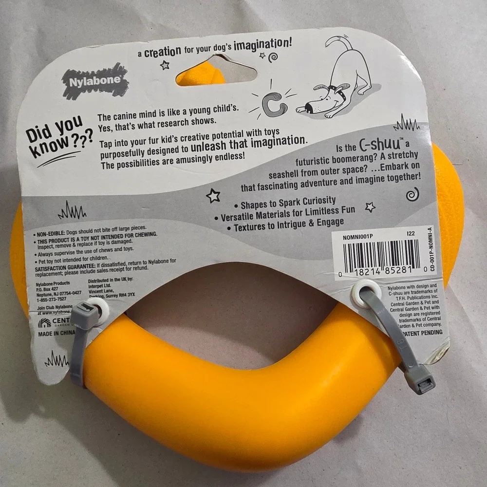Nylabone C-shuu Dog Toy Orange Stretchy Interactive Chase Wrestle Stretch Toy